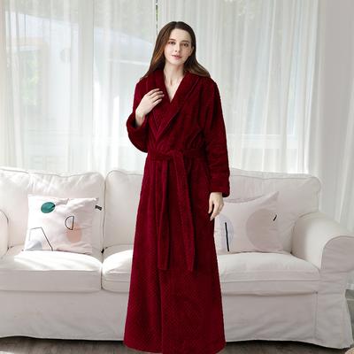 Autumn/Winter Coral Velvet Women's Nightgown Long Flannel Bathrobe for Women with Velvet Thickened