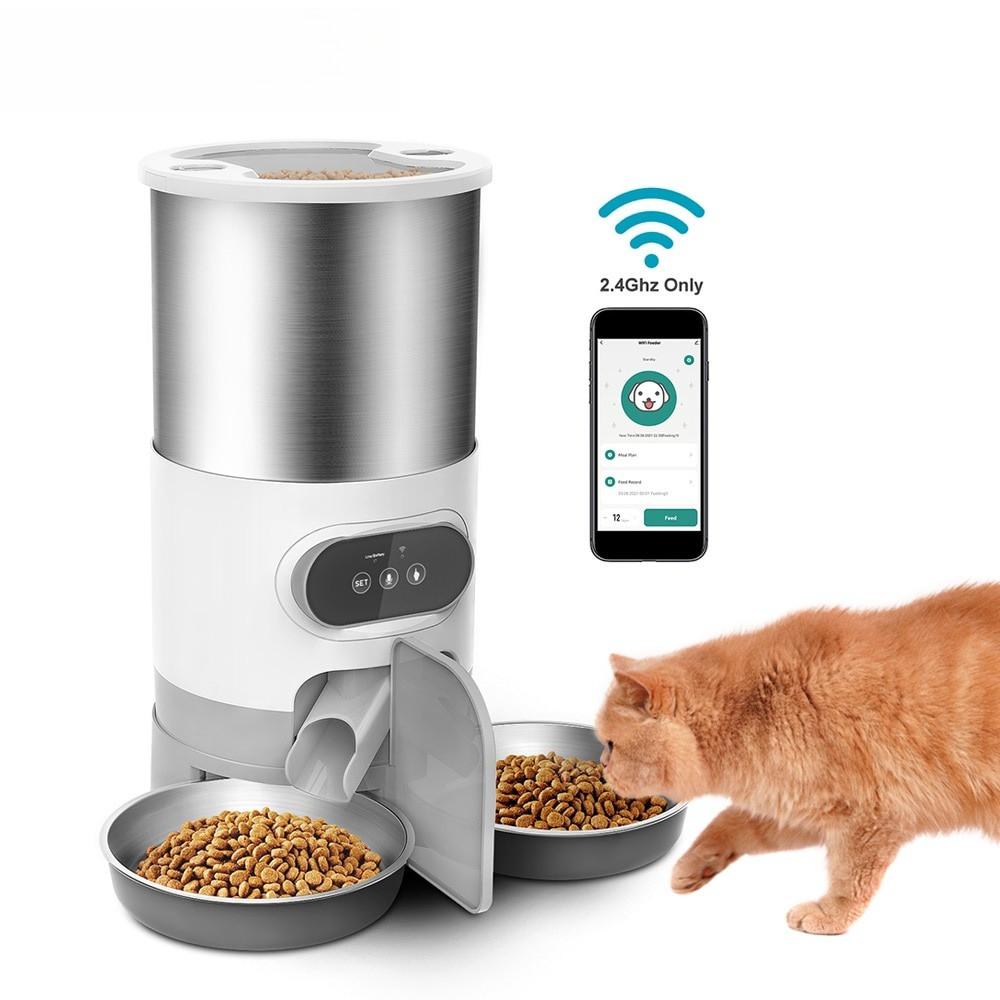 Cat Dog & Rabbit Food Dispenser Large Capacity Stainless Steel Feeder Bowl Smart Automatic Wifi Pet Feeder