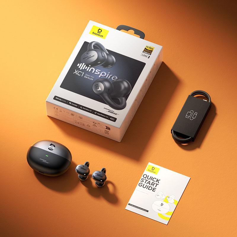 Baseus Inspire XC1 Auricolari Wireless a Clip Auricolare Bluetooth 6.1 Auricolari Open Hi-Res orecchini 4 Microfoni Clip on auricolari Sonoro by Bose