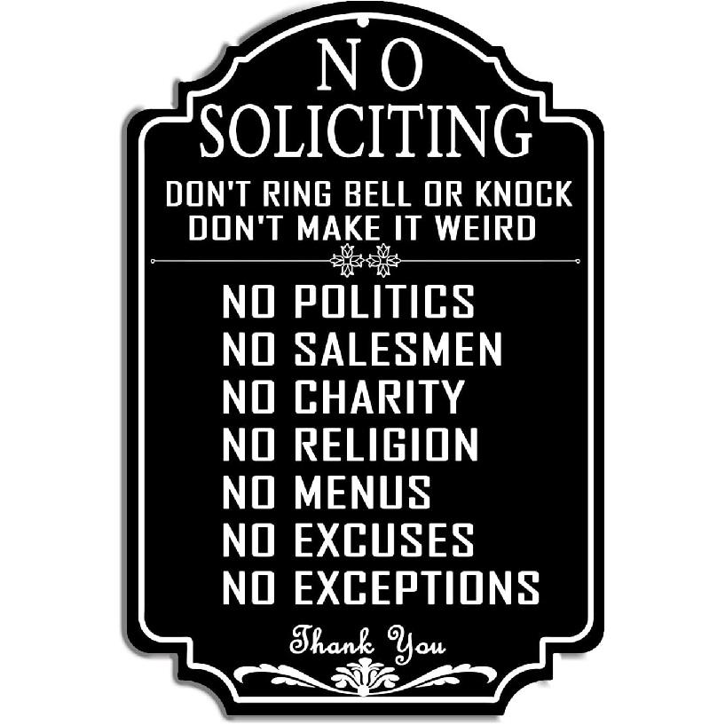 No Soliciting Sign Front Door,No Soliciting Yard Sign,Easy to Mount 8x12 inch