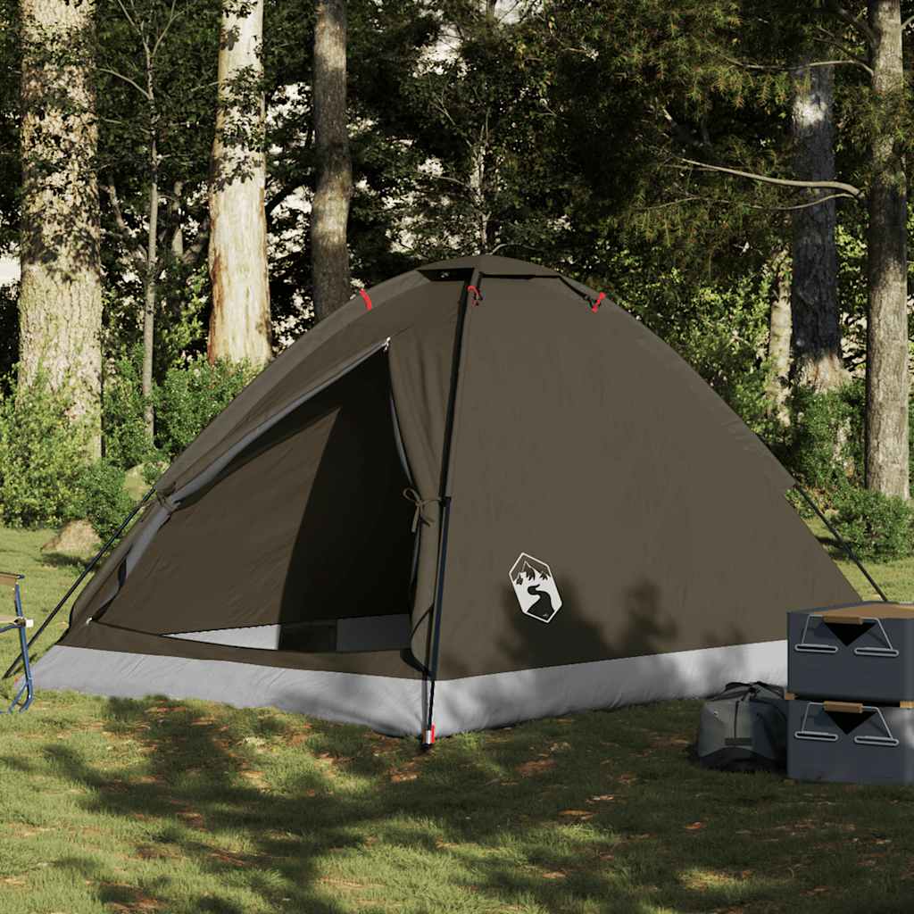 Dome Camping Tent for 4 Persons Brown Waterproof