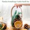 Leather Handle Glass Terrarium Jar Clear Vase for DIY Moss Fern Micro Landscape, Succulent Plant Pot for Home Tabletop Decor
