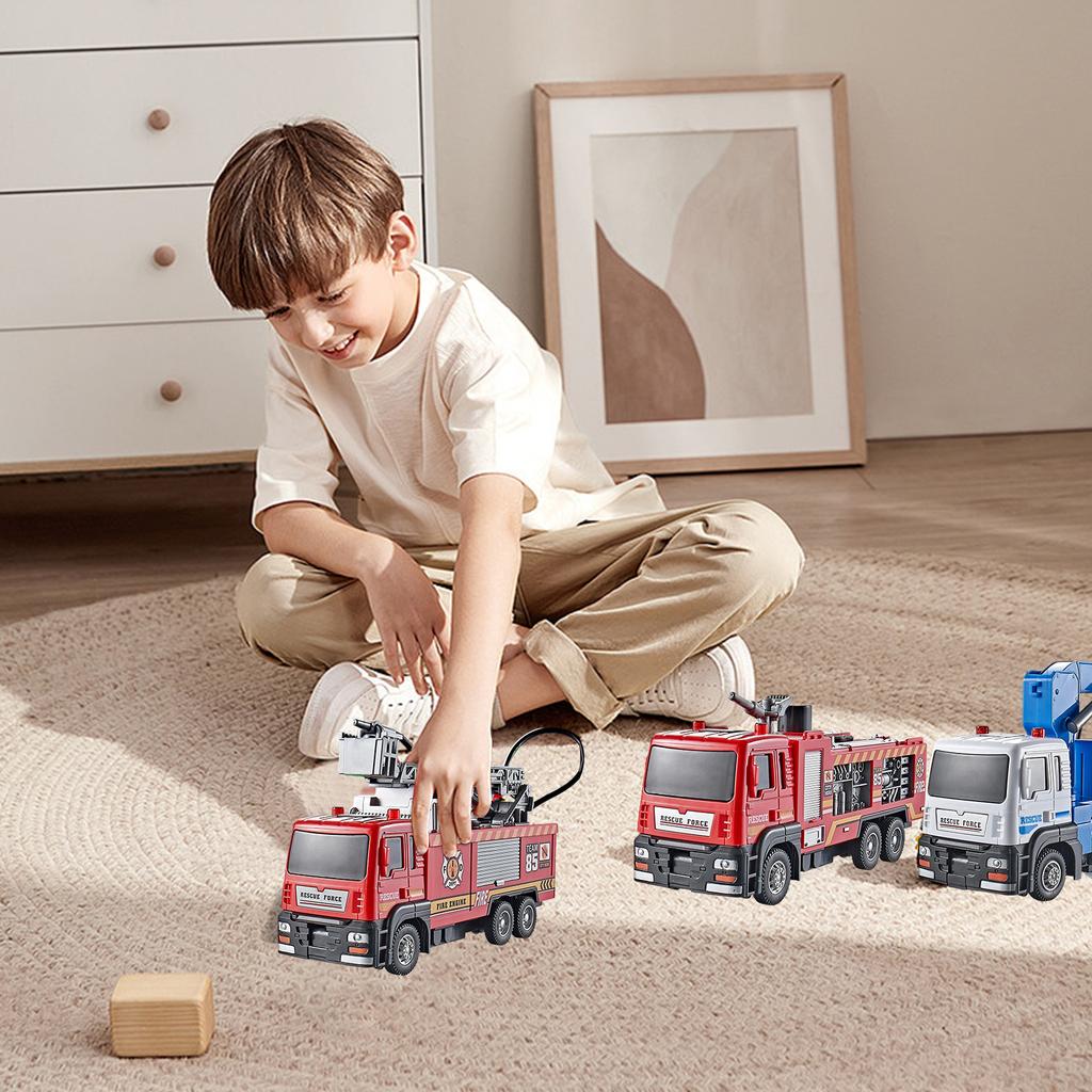 Simulation Fire Truck Ladder Truck Sprinkler Truck Sanitation Truck Alloy Engineering Vehicle Children's Car Model Toy