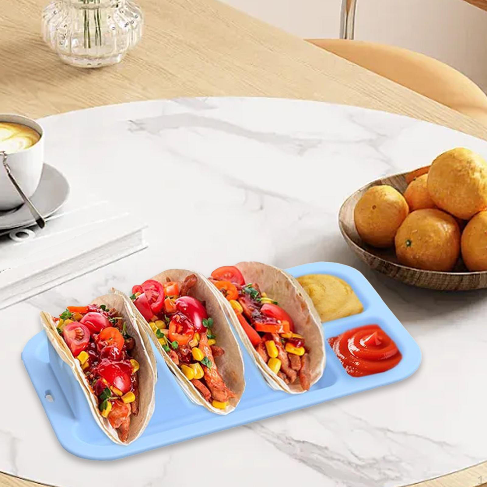 

Burrito Holder Stand, Non-Slip Silicone Tray with Dividers for Cafes світло-синій колір
