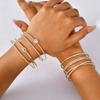 Shiny Zircon Knot Double Layered Open Bracelet for Women, Gold Plated Geometric Charm Bangle, Luxury Fashion Jewelry Gift