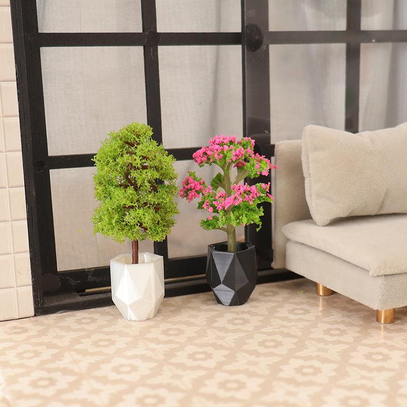 1/12 Scale Dollhouse Simulation Plant Potted Model Mini Home Decoration Micro Garden Landscape Ornaments for Dolls House