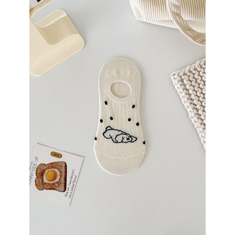 Female Summer Thin Cute Puppy Non Slip Non Slip Heel Invisible Boat Socks