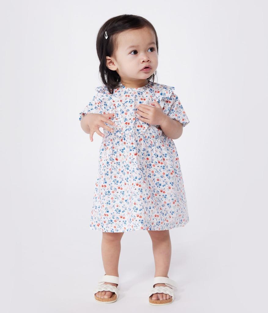 Dress A0CLI 36 Months 95cm [Petit Bateau] Short-sleeved Off-white/Multicolor