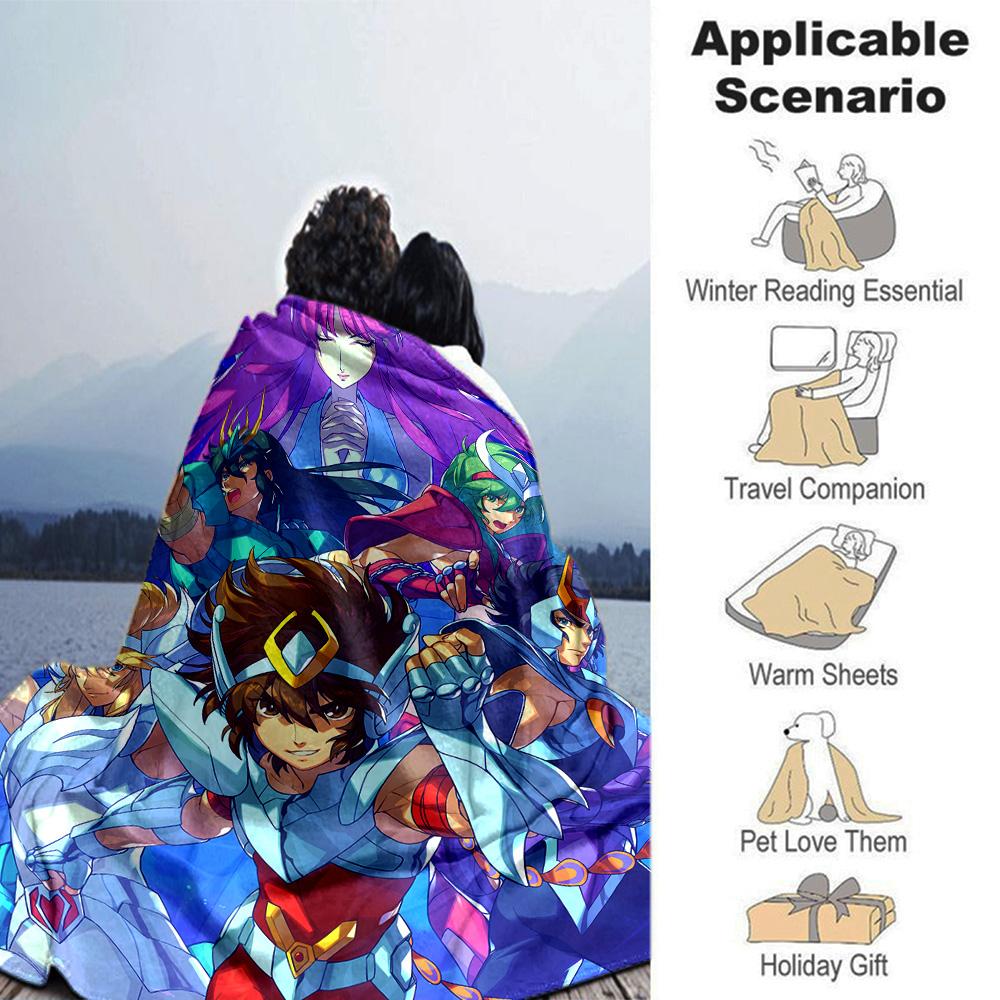 Heroes Zodiac Flannel Blanket Super Soft Warm Cozy Blanket For Sofa Bed Office Travel Allseason Home Decor Gift