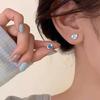 S999 Sterling Silver Asymmetrical Sun Moon Star Stud Earrings with Enamel Design for Women