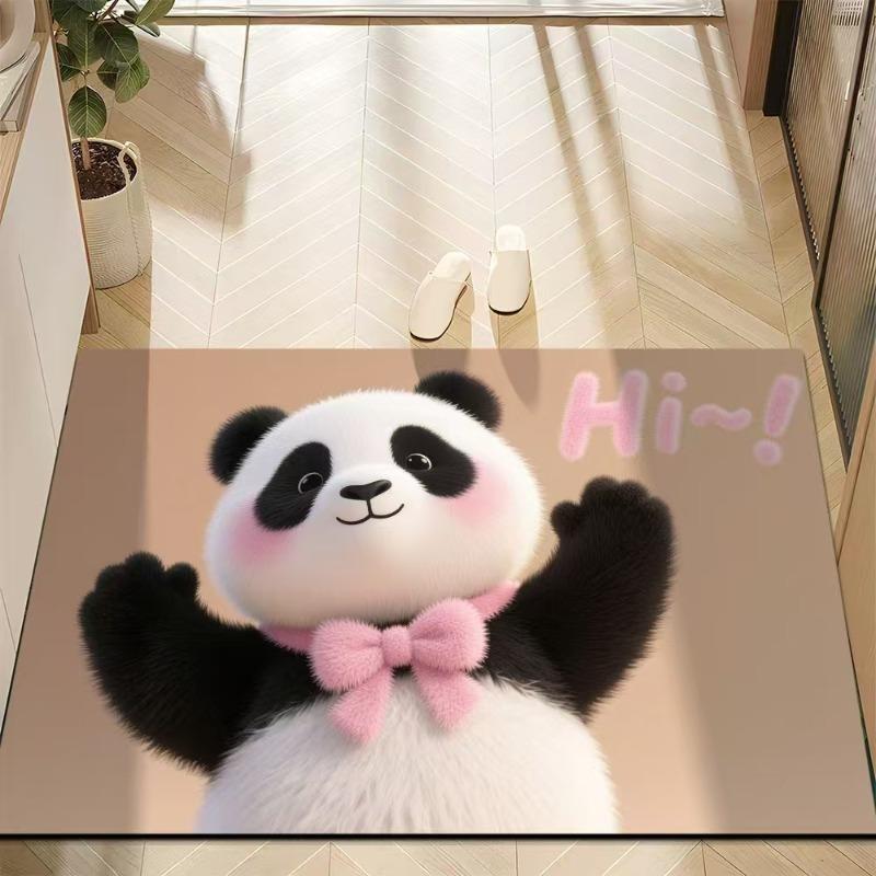 Cute Panda Diatomite Bath Mat - Super Absorbent Fast Dry Door Mat Anti-Slip Waterproof Floor Mat for Bathroom Kitchen Laundry Room