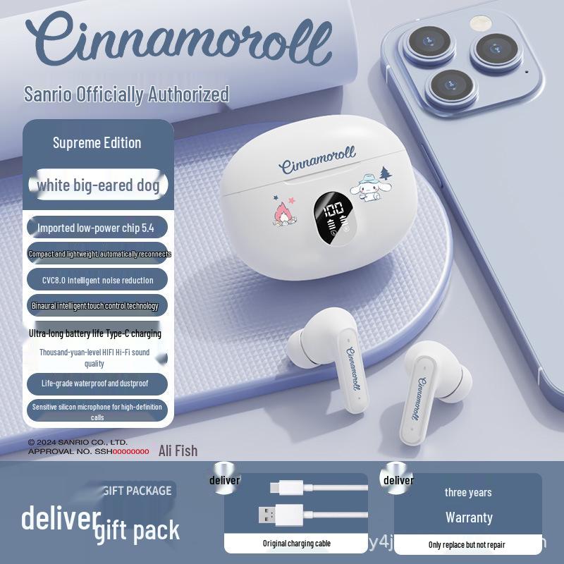 Official Sanrio D56 Bluetooth Cartoon Sport Headphones: Cute Semi-In-Ear Design