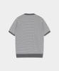 BIRBANTE Summer Washable Henley Neck Knit - Gray Stripe