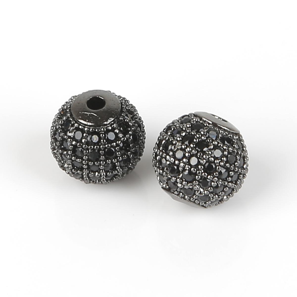 

10 мм модные медные кристаллы с подвесками-прокладками из циркония круглые бусины для изготовления ювелирных изделий чёрный
