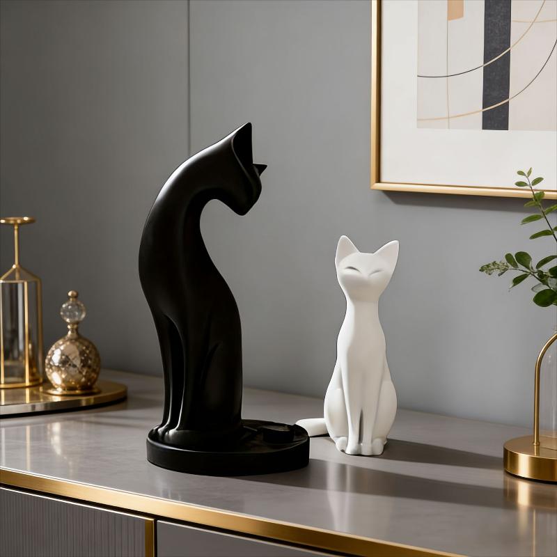 Cat Figurines Simulation Plastic Cat Refrigerator Sticker Material Miniatures Cartoon Car Cat Ornament Kids Toy_