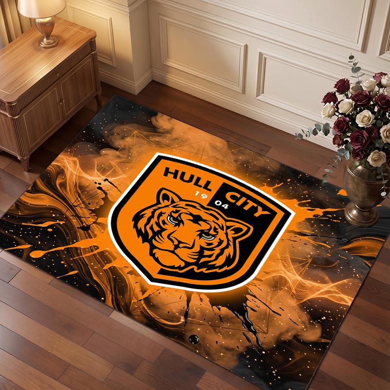 Tappeto in Velluto di Cristallo con Stampa Calcio Hull City, Comodo Assorbente d'Acqua Antiscivolo Tappeto per Pavimento Interno