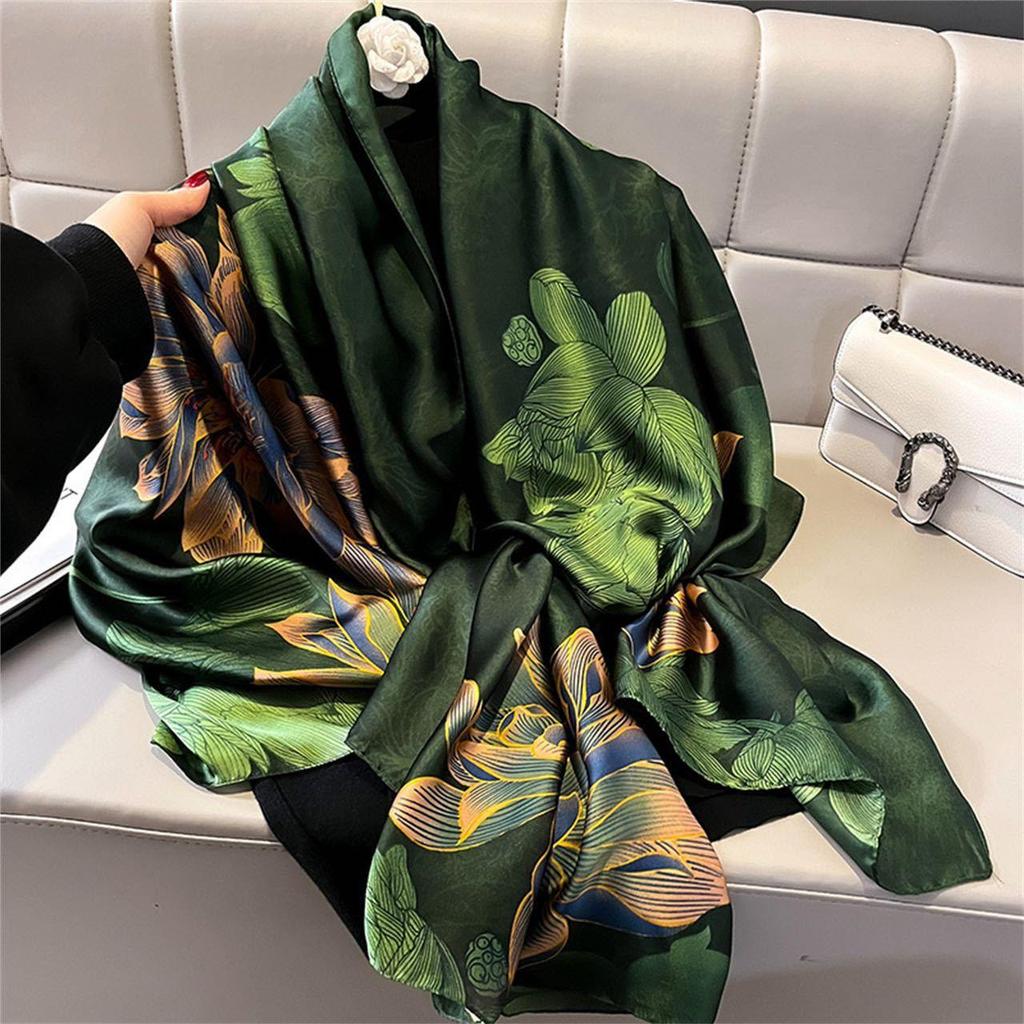 180*90Cm  Women Summer Silk Scarves Shawls Lady Wraps Soft Female Geometry Beach Stole Bandanna Foulard Muffler