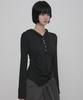 Asymmetrical Draped Hoodie (Fl-187_Black)