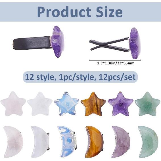 

SUPERFINDINGS 12 Styles Star Moon Air Vent Clips Natural Crystal Star Moon Air Conditioning Outlet Clip Car Vent Decor Charm Car Inter Decor Auto