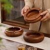 Solid Wood Round Ashtray In Walnut - Retro-Style for Home or Office Use
