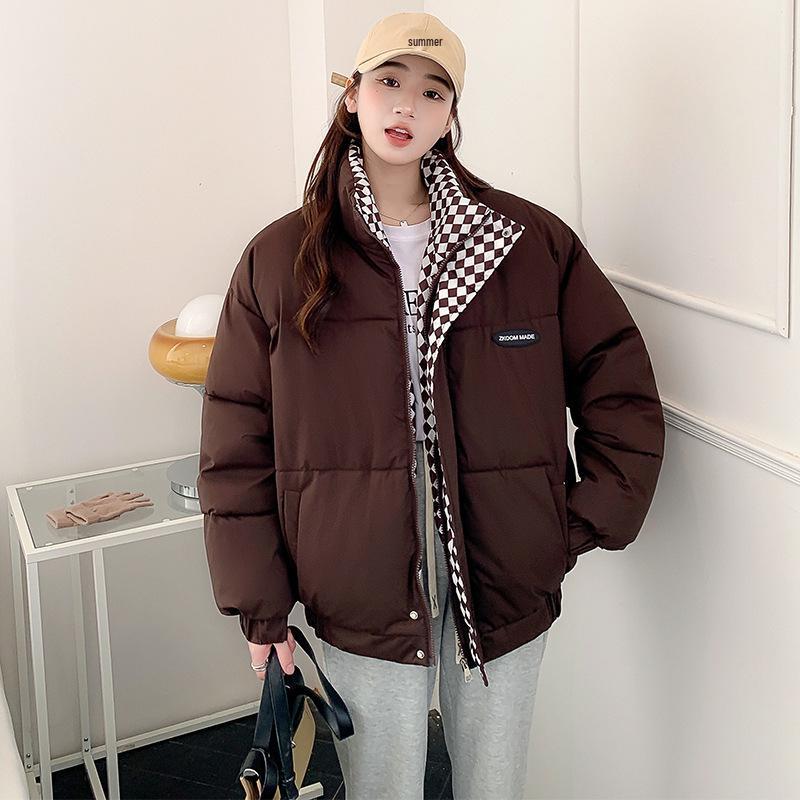 Women's 2025 Winter Slimming Korean Style Thickened Cotton Jacket - Trendy Short Stand Collar Coat