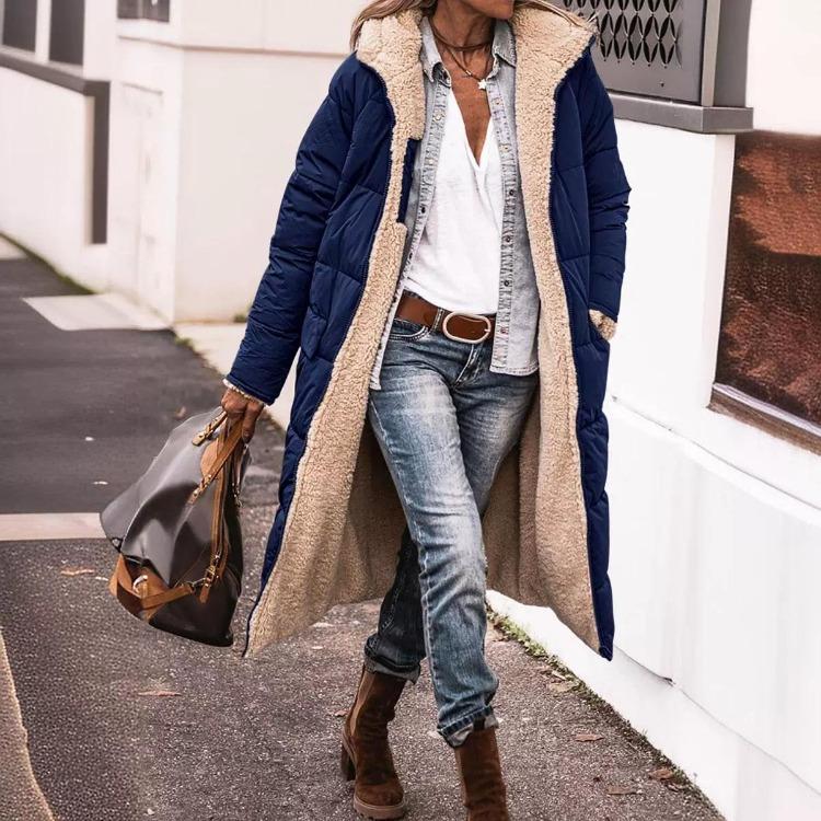 Slim Fit Double Sided Hooded Cotton Cardigan Jacket Long Sleeve Solid Color Coat