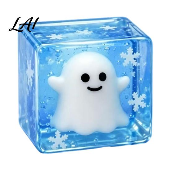 Stress Relief Squeeze Toy Halloween Ghost Cube Toy Pumpkin Bat with Clear Snowflake Hand Relaxation Sensory for Party Favors Portable Ball