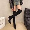 Fashion Fashionable Long Tube Boots Women's 2025 Autumn Winter New Pointed Toe High Heel Straight Thin Boot Thick Heel Versatile