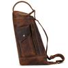 Retro Big Leather Chest Bag For Sports Hiking Biking Crossbody Bags Crazy Horse Leather Men Male Chest Packs Single Shoulder Bag