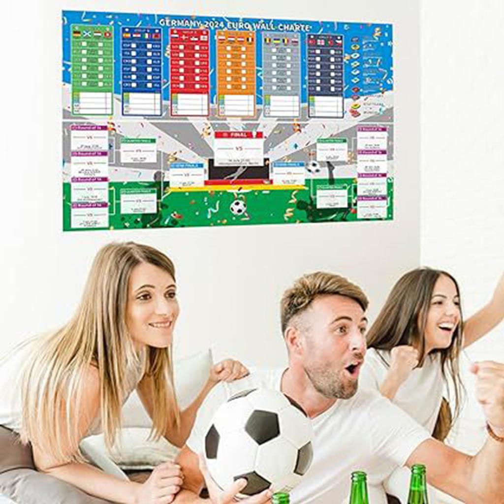 Duitsland/VK 2024 Europees Voetbalschema Poster 2024 Euro Voetbalwedstrijd Wandkaart Schema Poster Makkelijk te Lezen