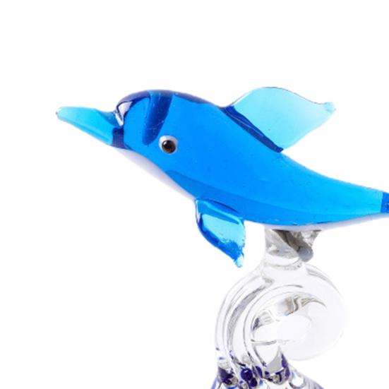 Dolphin Statue Clear Vivid Colorful Lovely Small Animal Glass Miniature Home Decoration