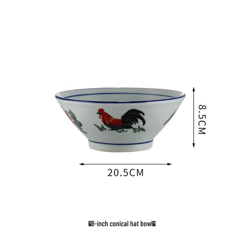 Keramik-Retro-Hahnschüssel - Nostalgisches Kampfhahn-Design