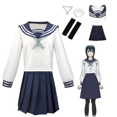 Cosplay Kostýmní Anime Yuyutsu Kashin Amanai Riko JK Šaty Uniforma Sailor Navy Blue skládaná sukně+ Top+motýlek+čelenka sada ponožek