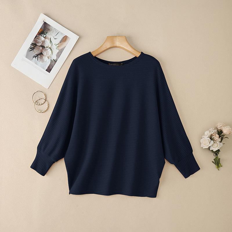 ZANZEA Women Round Neck Batwing Sleeve Loose Casual Spring Autumn Blouse