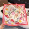 70x70cm Lightweight Cotton Silk Square Scarf With Boho Floral Print Breathable Neck Wrap Women