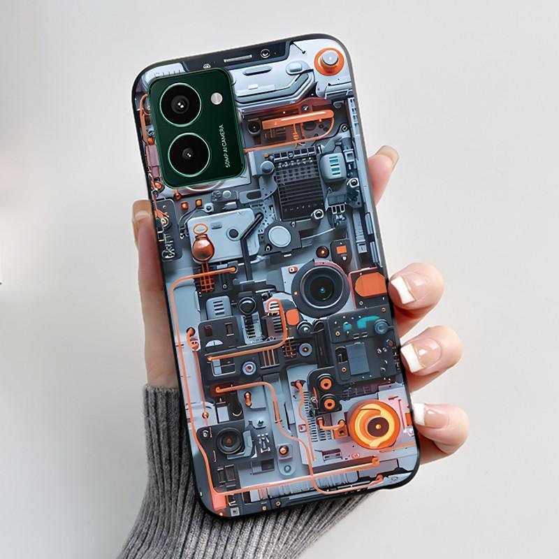 Custodia Nera Per Nokia HMD Pulse Pro/ HMD Pulse/HMD Pulse Plus Antigraffio Morbida Gelatina Custodia Gatto Nero Su Nuvole Rosa