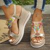 Fashion Women Sandals Bohemian Style Wedge Sandals Summer Thick Sole Non Slip Beach Shoes Woman Colorful Bead Chunky Platform Sandals