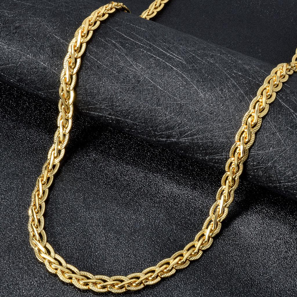 Gioielli Hip Hop Collana a Catena Link Cubano Placcata Oro per Uomo Collare Metallo ad Alta Qualità Texture Gioielli alla Moda con Charms per Donna