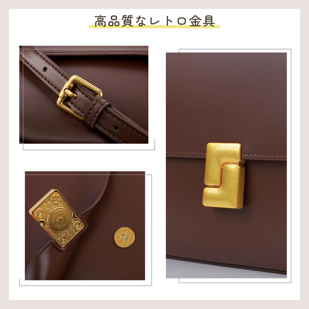 MFFOR Genuine Leather Shoulder with Two Square Crossbody Large Popular for Commuting Women's Bag, 2-Way, Straps, Shape, Bag, Handbag, Lightweight,