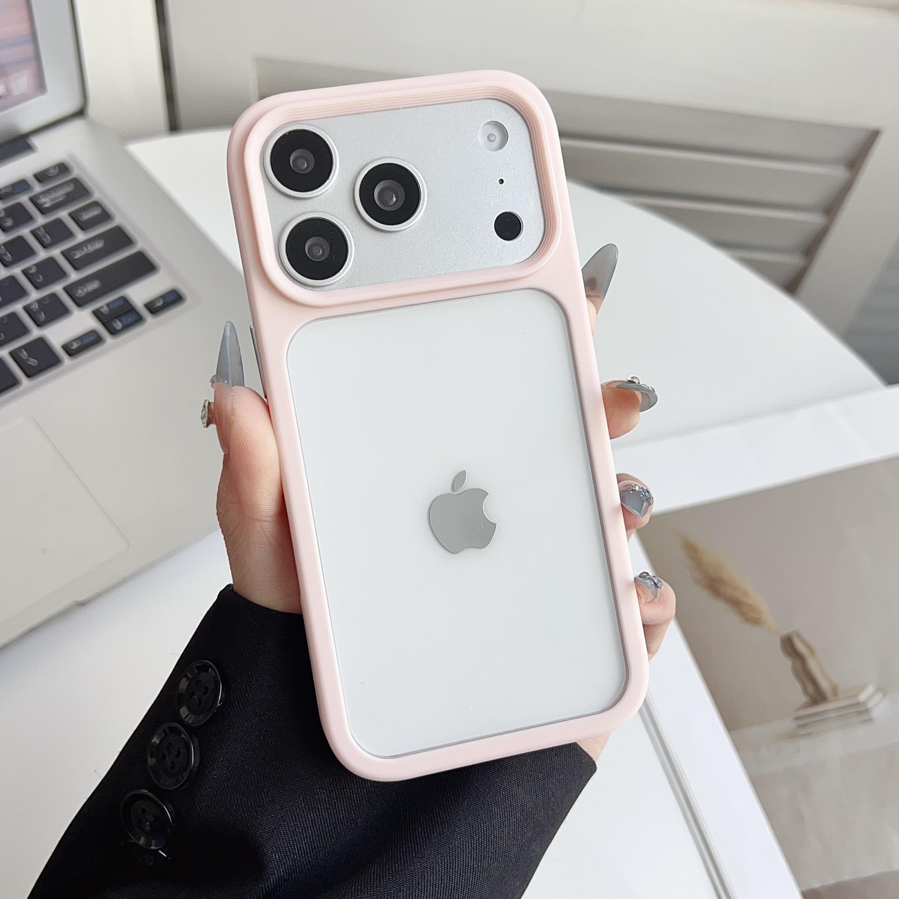 

Роскосный прозрачный бронированный чехол для телефона для iPhone 17 16 15 Pro Max 17Pro 16Pro Прозрачный гибридный ударопрочный чехол из ПК и ТПУ для iPhone17 iPhone 15 розовый