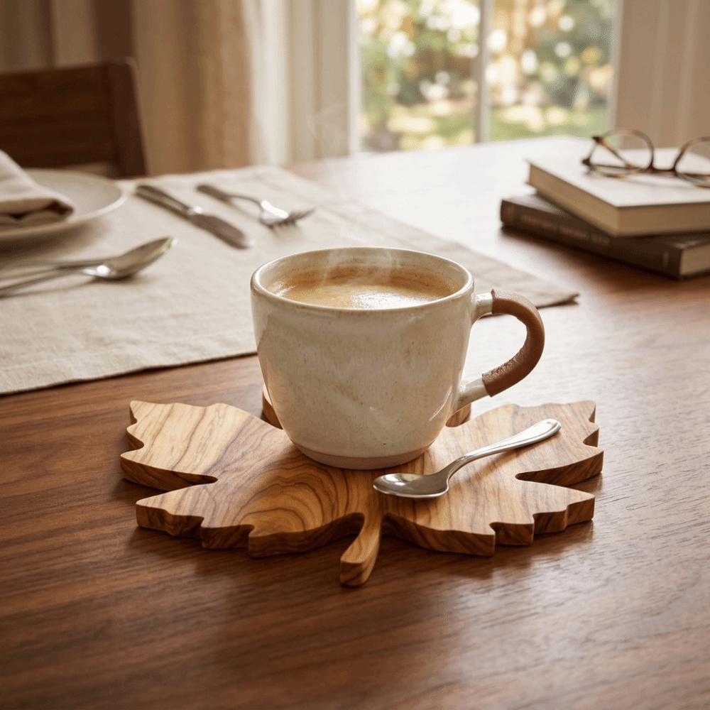 Rutschfeste Ahornblatt Holzuntersetzer Hitzebeständig Tassenunterlage Kaffeetassenuntersetzer Partygeschenke