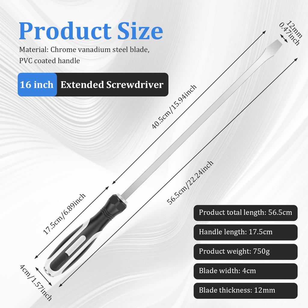 1/2 ks prodloužený demoliční šroubovák 22,24 palce chrom-vanadiová ocel těžká sada plochých šroubováků pro nářadí na opravu automobilů