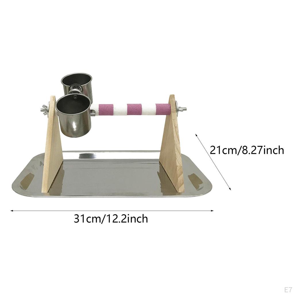 Vogel Papagei Spielständer Futterspender Futternapf Praktischer Spielständer Holzstange für Wellensittich