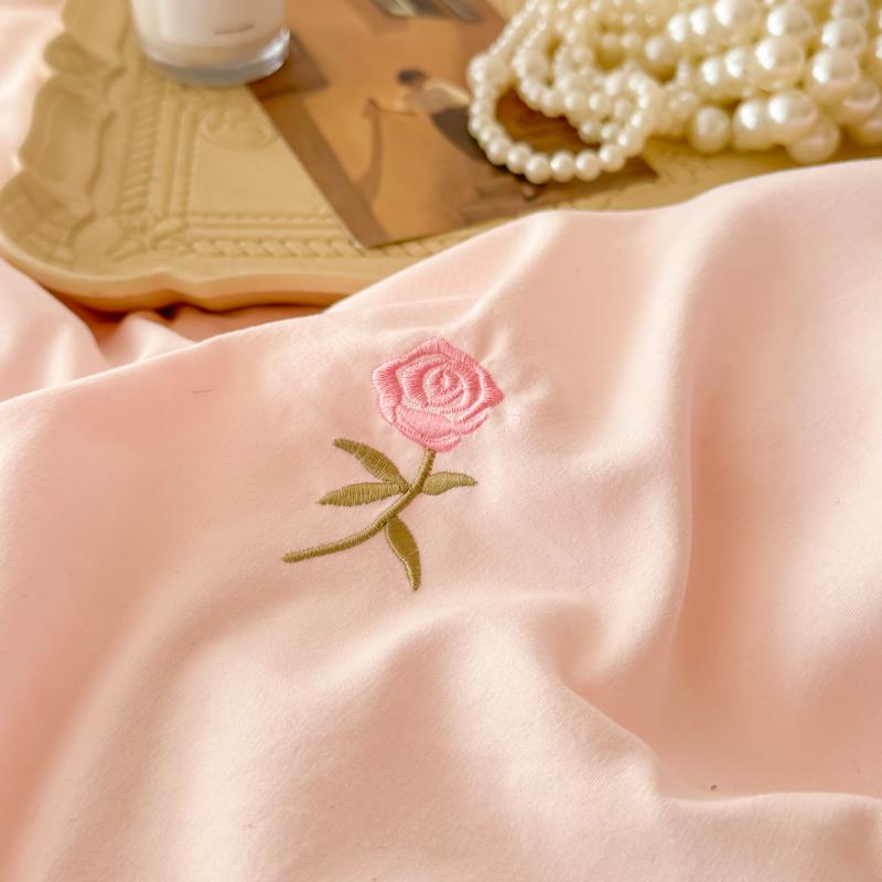 Korean Princess Style Lace Ruffles Rose Embroidery Wedding Bedding Set Duvet Cover Set Flat/Fitted Bed Sheet Pillowcases 4Pcs