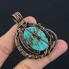 Tibetan Turquoise Pendant, 999 Copper Wire Wrapped Gemstone Jewelry, Handmade Pendant, For Thanksgiving