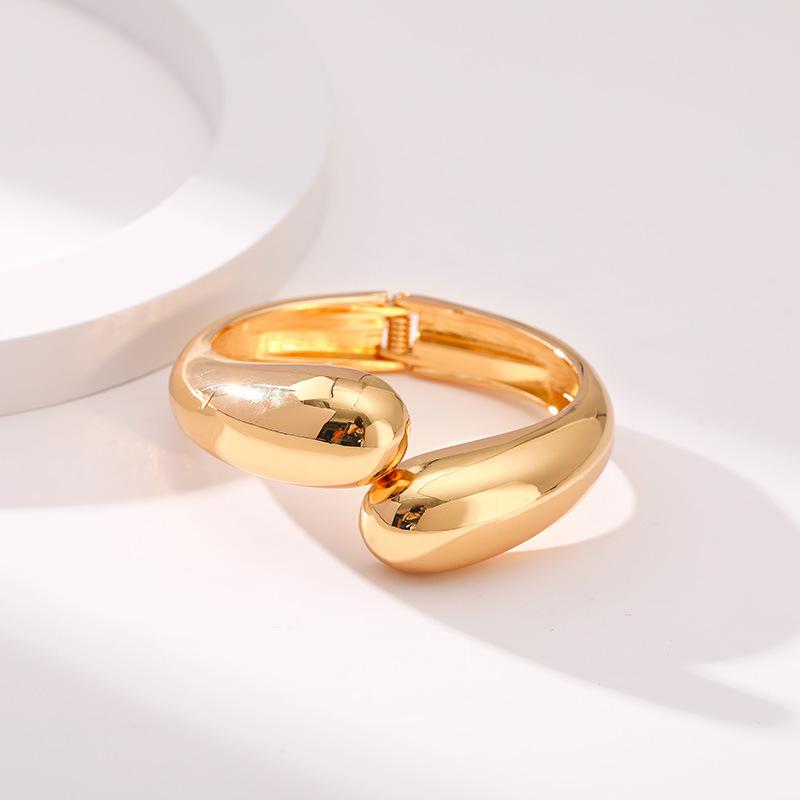 Exaggerated Punk Smooth Glossy Metal Open Cuff Bangles for Women Vintage Arm Bracelet Grunge Jewelry Steampunk Men