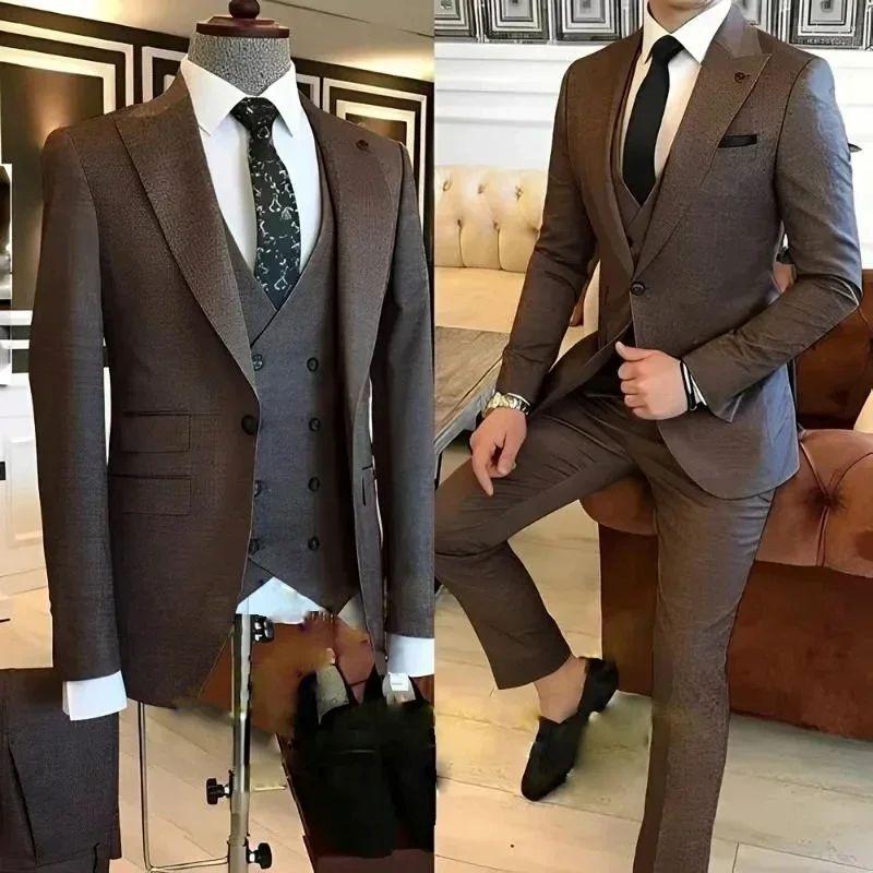 

Men s Suits 3 Pcs Double Breasted Vest Costume Homme Men Suit for Wedding Groom Wear Slim Fit (Blazer+vest+Pants) 5XL бістр