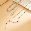 Fashionable Heart-shaped Cross Crystal Pendant Necklace with Colorful Diamonds Set In Small Flower Collarbone Necklace