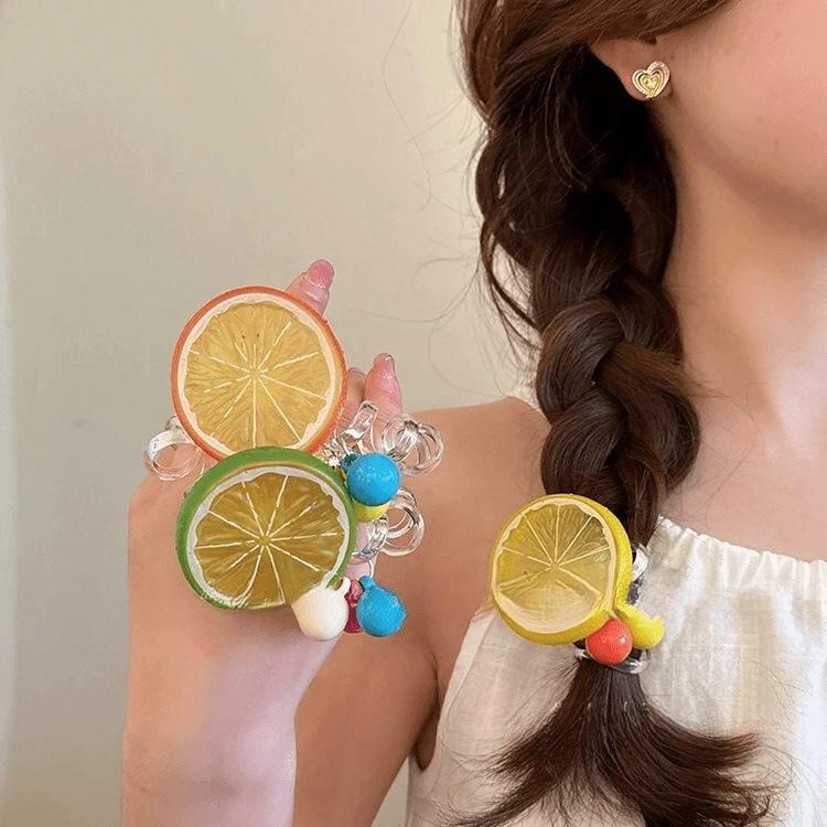 

Набор из 2 прозрачных резинок для волос высокой эластичности Свежий лимон