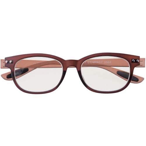 Megan Stylish Reading Glasses with Blue Light Blocking, Brown, +2.00 Power (colorfulook Lightweight Memory Foam Frame) 5562-20